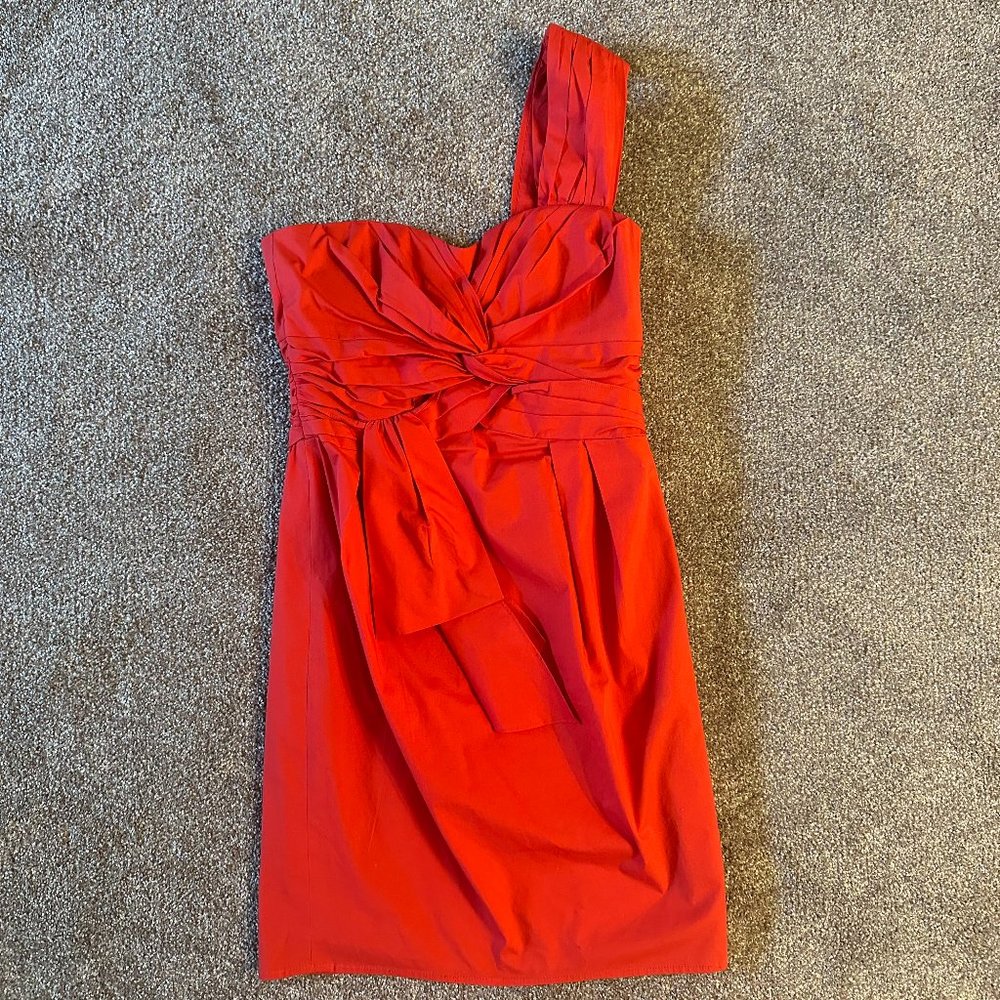 Nanette Lepore Crimson Red One Shoulder Dress, Size 6
